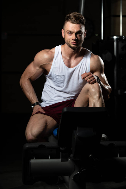 Handsome Good Looking And Attractive Young Man With Muscular Body Relaxing In Gym - Zdjęcie, obraz