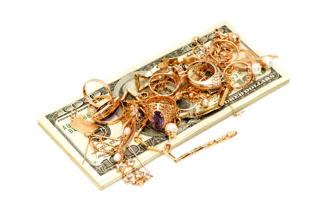 Gold ornaments and dollars - Photo, image