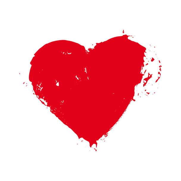 Grunge tvar červené srdce. Texturou Valentýn, romantické, svatební symbol. Srdce doodle silueta. Zoufalý známky. Láska razítka. Retro designový prvek. Vektorové ilustrace. - Vektor, obrázek