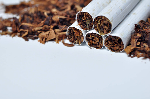 Primer plano de los cigarrillos Fondo blanco
 - Foto, imagen