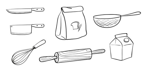 różnego rodzaju narzędzia do pieczenia - Wektor, obraz