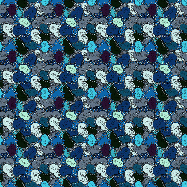 包装紙の落書きのパターン。中立的な黒と色の青。ベクトルの図。シームレス パターン抽象的な素敵な背景. - ベクター画像
