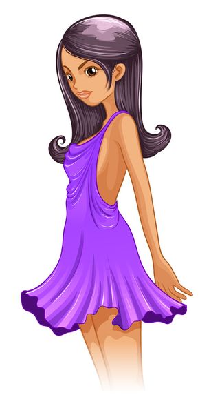A girl in a lavender dress - Vector, Image