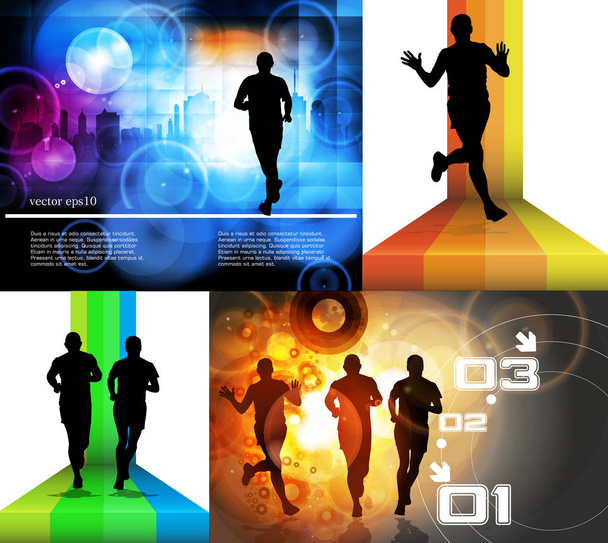 Τρέχοντας μαραθώνιο, οι άνθρωποι τρέχουν - διανυσματική απεικόνιση - Διάνυσμα, εικόνα