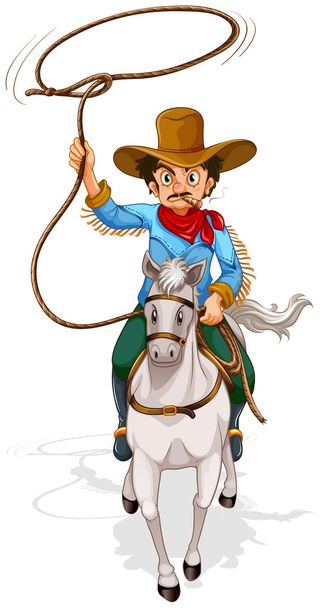 An old man riding in a horse - Vector, Image
