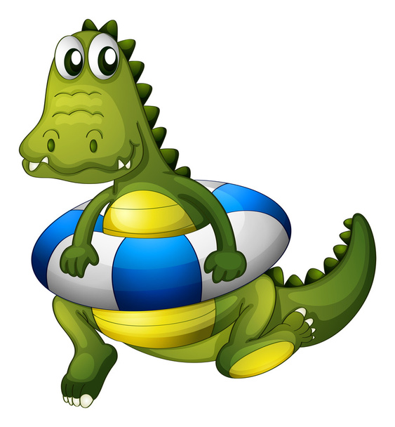 A crocodile with a lifebouy - Vector, Image