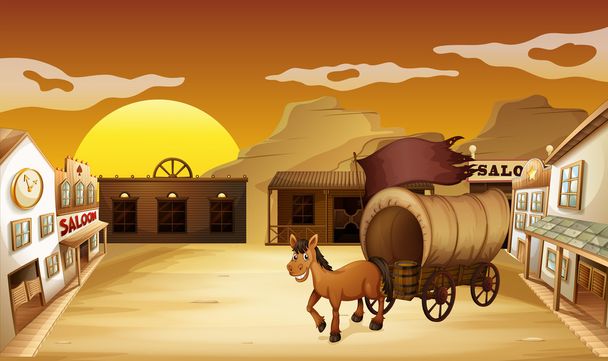 A carriage outside the saloon bar - Vector, Image