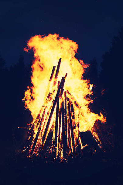 Bonfire flame outdoors - Photo, Image