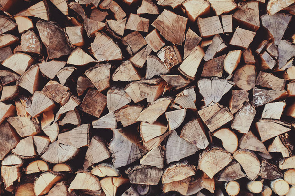 Stacked birch firewood - Photo, Image