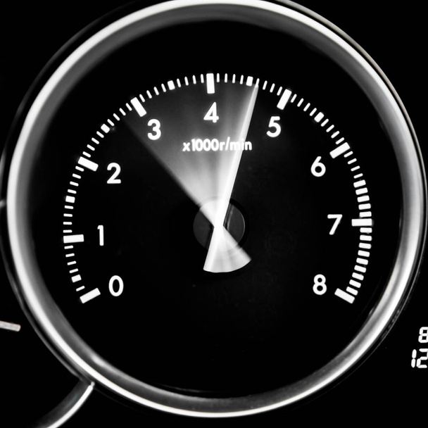 Car dashboard dials - engine RPM (rotations per minute) - Photo, Image