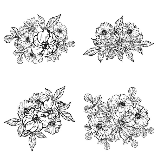 vector illustration of vintage flowers pattern backdrop - Vettoriali, immagini