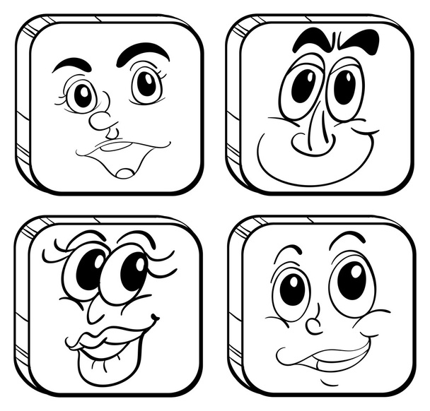 cztery różne twarze wewnątrz kostki - Wektor, obraz