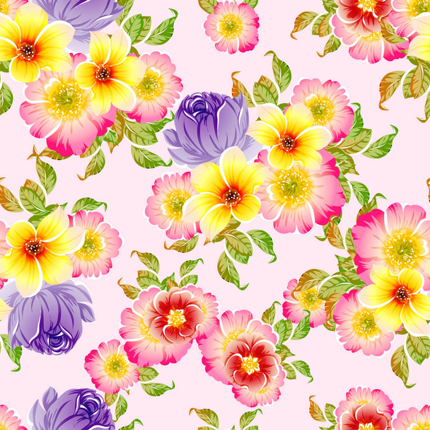 vector illustration of bright flowers pattern background - Vettoriali, immagini