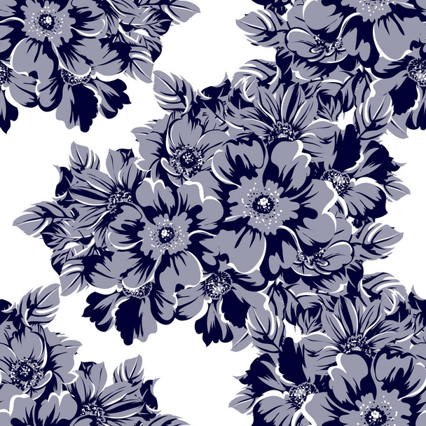 vector illustration of vintage flowers pattern backdrop - Vector, Imagen