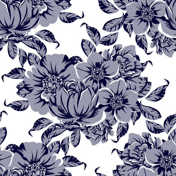 vector illustration of vintage flowers pattern backdrop - Vettoriali, immagini