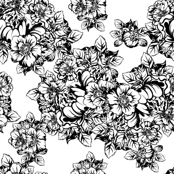 vector illustration of vintage flowers pattern backdrop - Vector, Imagen