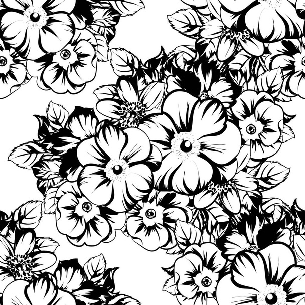 vector illustration of vintage flowers pattern backdrop - Vektör, Görsel
