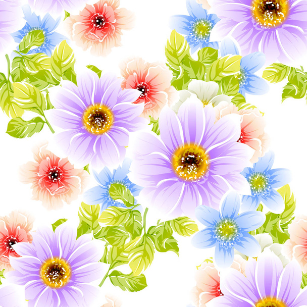 vector illustration of bright flowers pattern background - Vettoriali, immagini