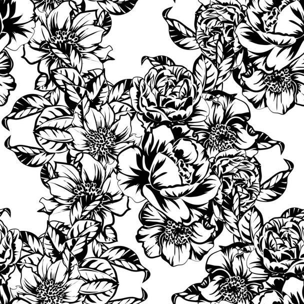 vector illustration of vintage flowers pattern backdrop - Вектор, зображення