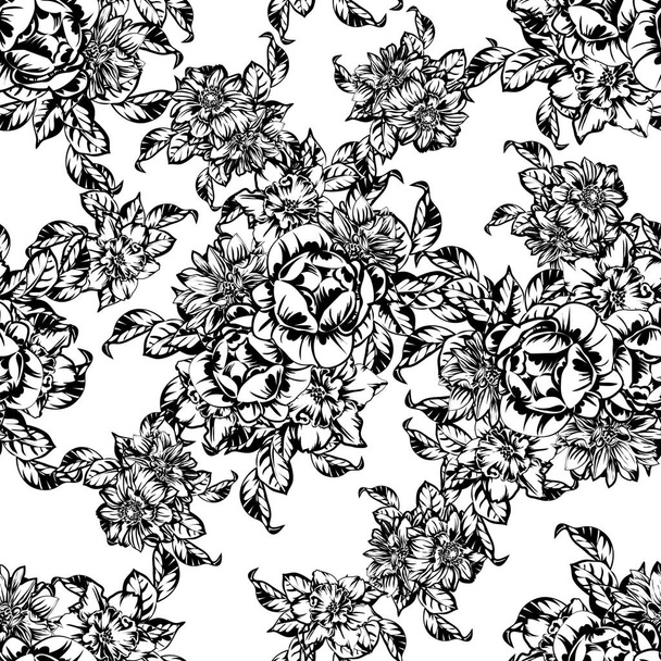 vector illustration of vintage flowers pattern backdrop - Wektor, obraz