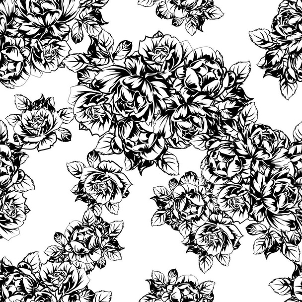 vector illustration of vintage flowers pattern backdrop - Vector, imagen