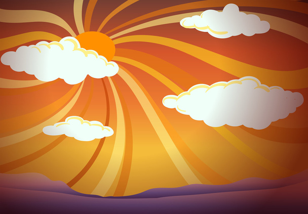 Перегляд заходу сонця з хмарами
 - Вектор, зображення
