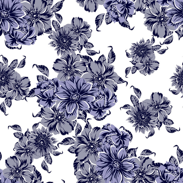 vector illustration of vintage flowers pattern backdrop - Vetor, Imagem