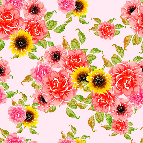 vectorillustratie van heldere bloemen patroon achtergrond - Vector, afbeelding