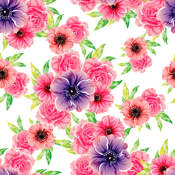vector illustration of bright flowers pattern background - Διάνυσμα, εικόνα