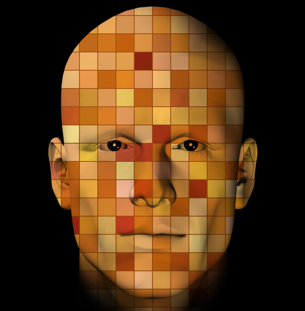 Man portrait with colorful squares - Photo, Image