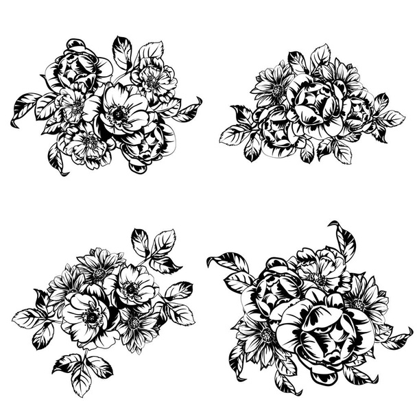 vector illustration of vintage flowers pattern backdrop - Vecteur, image