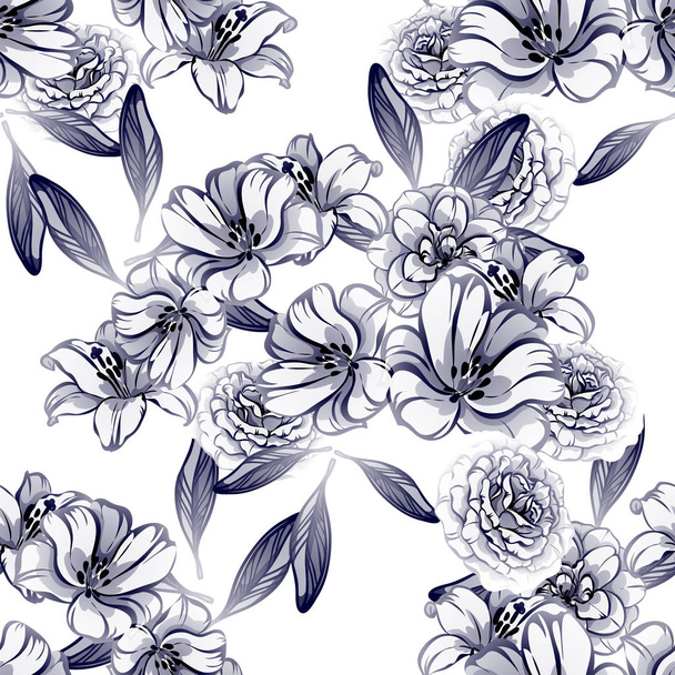 vector illustration of vintage flowers pattern backdrop - Vektor, obrázek