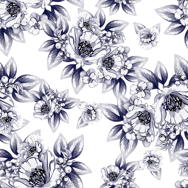 vector illustration of vintage flowers pattern backdrop - Вектор,изображение