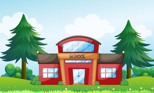 A red school building - Vector, Image
