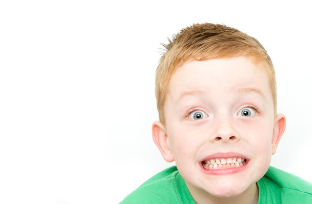 happy smiling boy with ginger hair and copy sapce - Φωτογραφία, εικόνα