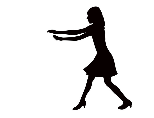 Teenager Mädchen tanzen, Silhouetten-Vektor - Vektor, Bild