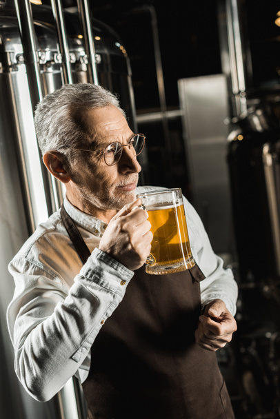 bello proprietario anziano testare la birra in birreria
 - Foto, immagini
