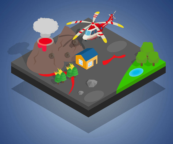 Catastrophe concept banner, isometric style - Vector, Image