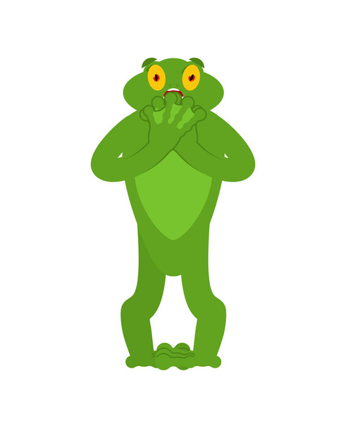 Frog scared OMG emotion. Toad Oh my God emoji. Frightened Anuran. Vector illustration - Vetor, Imagem