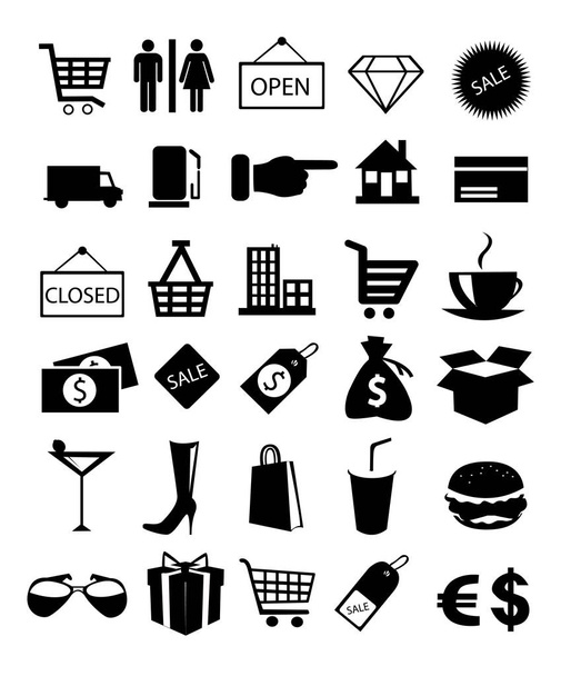 Векторная иллюстрация значков покупок
 - Вектор,изображение