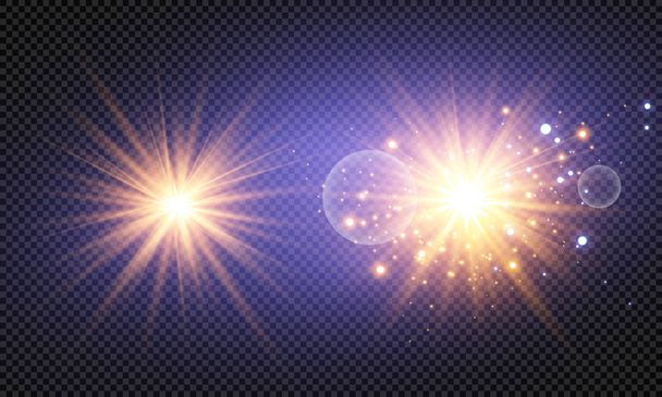 ベクトル透明日光特別なレンズ フレアの光効果。輝く魔法の塵の粒子 - ベクター画像