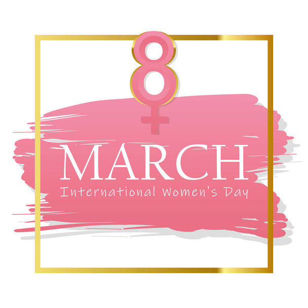 8th march international womans day pink and gold greeting card - Vector, Image