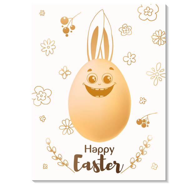 Easter card design. Realistic eggs with painted elements. Happy easter. Vector illustration - Vector, Image