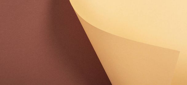 Abstract geometric shape beige brown color paper banner background. - Photo, Image