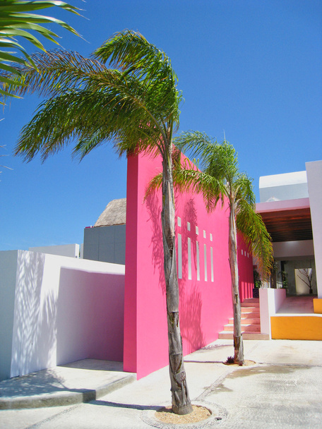 toegang tot de spa met palm tree tropische resort - Foto, afbeelding