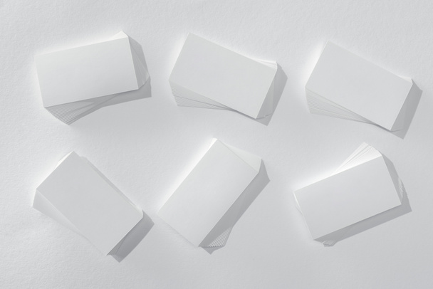 top view of blank cards on white background with copy space - Foto, immagini