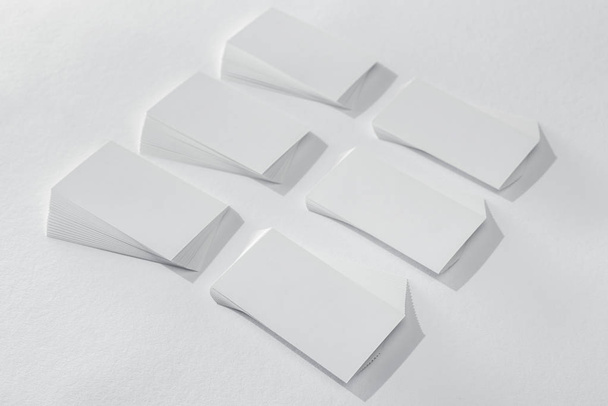 empty and blank cards on white background with copy space - Zdjęcie, obraz