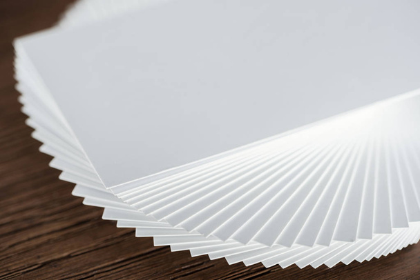 close up of blank card on wooden table with copy space - Foto, immagini