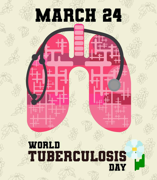 Poster mit Stethoskop und Lunge für Tuberkulose-Urlaub - Vektor, Bild
