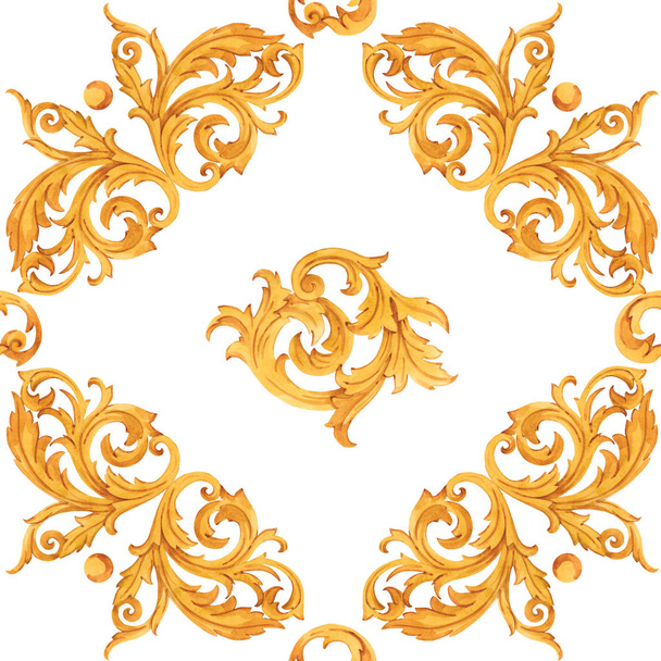 Golden baroque rich luxury pattern - Foto, imagen